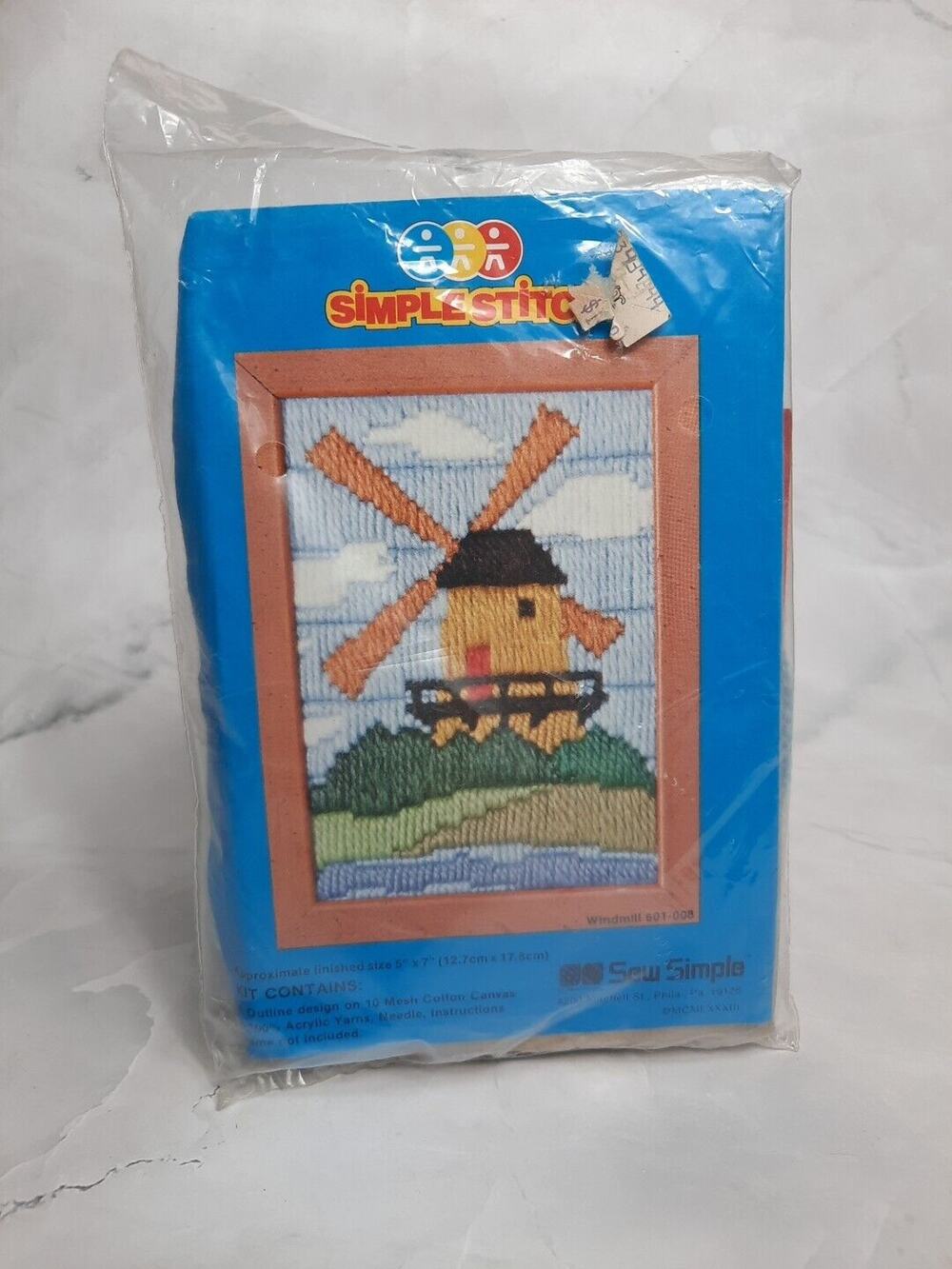 Vintage Sew Simple Embroidery Kit Windmill 601-008 5x7